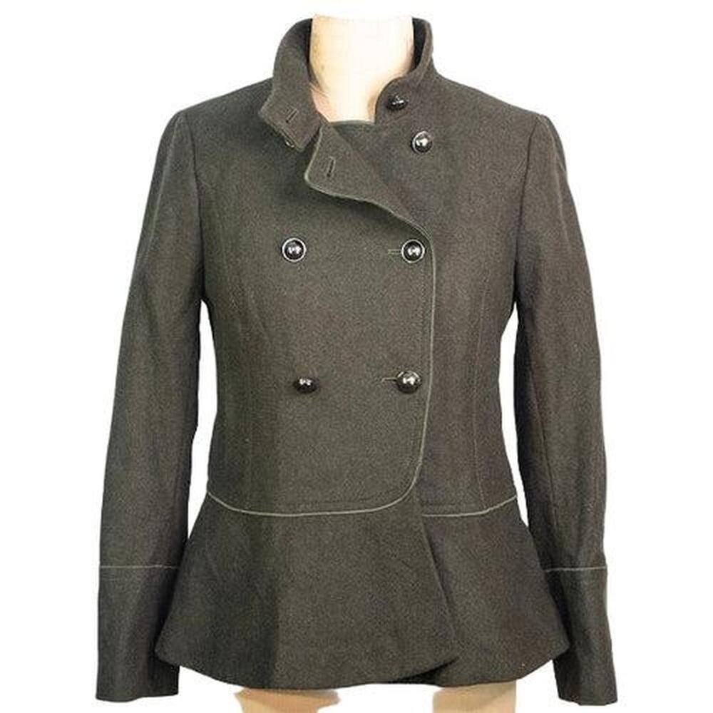 Olive Wool Blend Peplum Jacket
